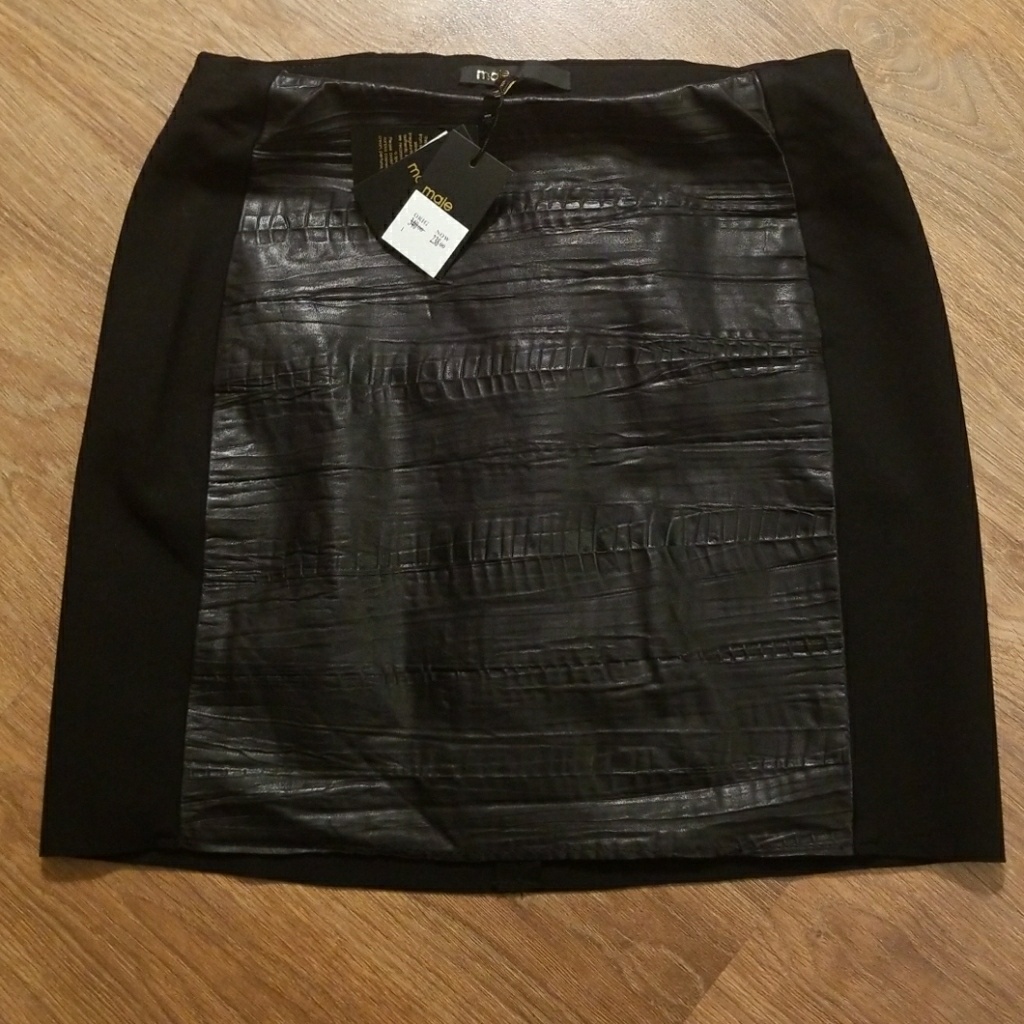 Nwt Maje Black Mini Skirt Faux Leather Front Sz 36